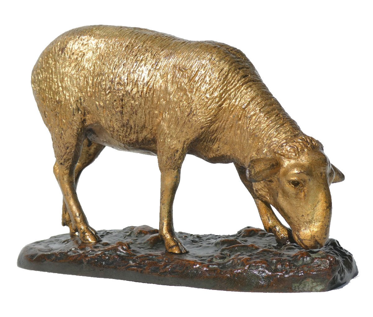 Animal Bronze, Napoleon III Period Sculpture, Grazing Sheep, 19th Century Signed Emile Lienard-photo-2