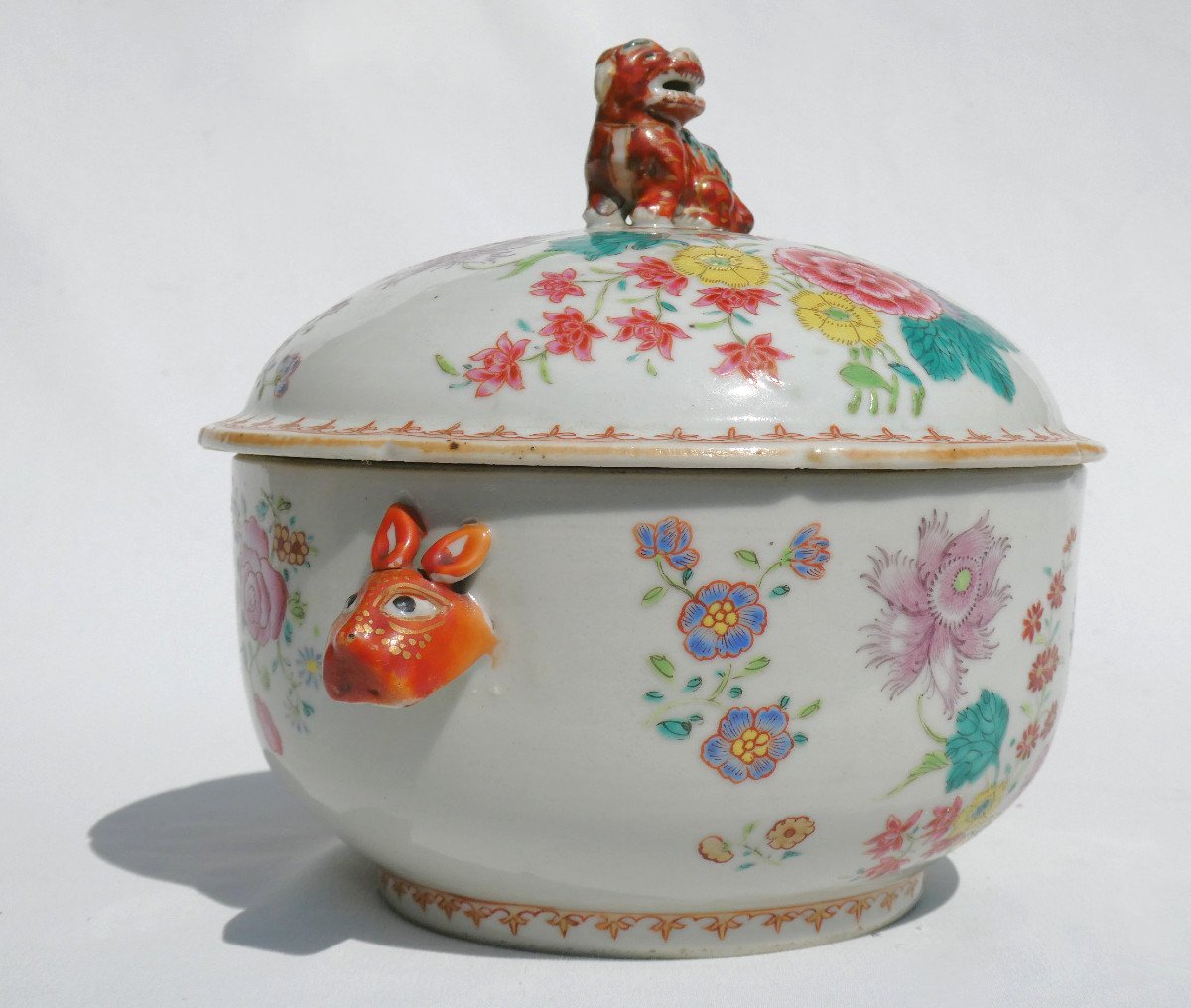 Tureen Terrine Chinese Porcelain Qianlong Period 18th Famille Rose Compagnie Des Indes-photo-4