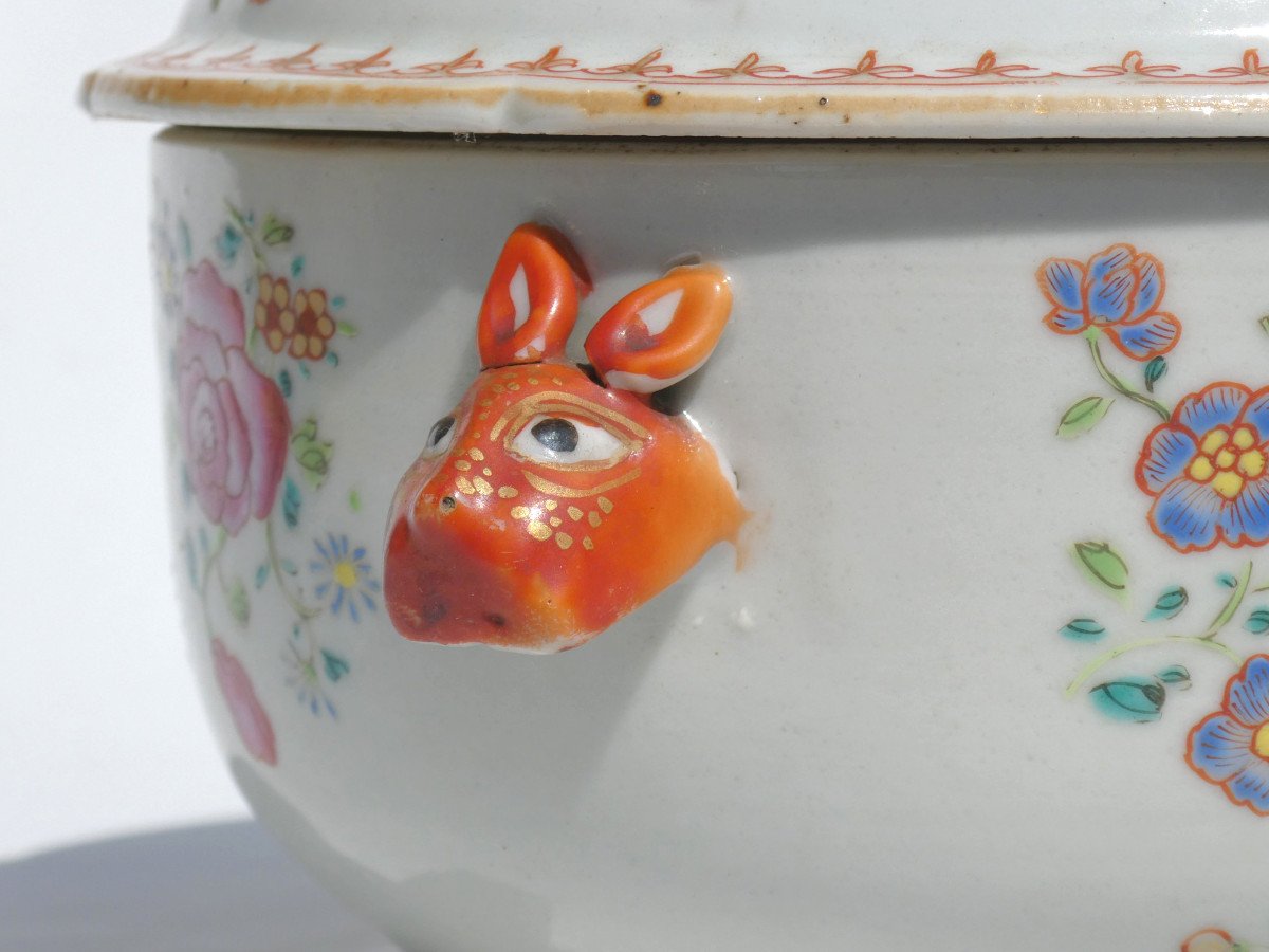 Tureen Terrine Chinese Porcelain Qianlong Period 18th Famille Rose Compagnie Des Indes-photo-1