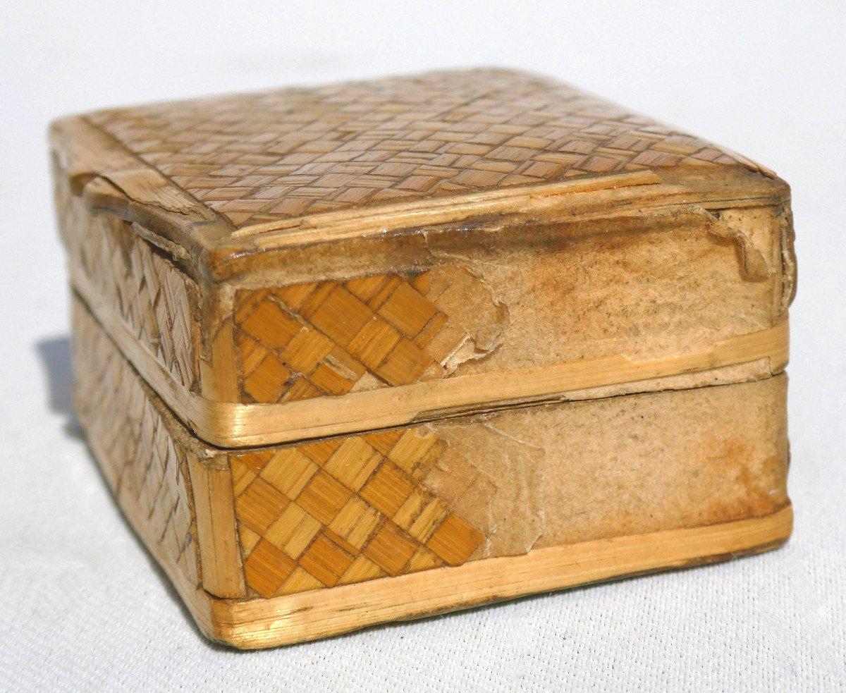 Louis XVI Period Fly Box, Straw Marquetry, 18th Century Currency Box, Mirror -photo-1