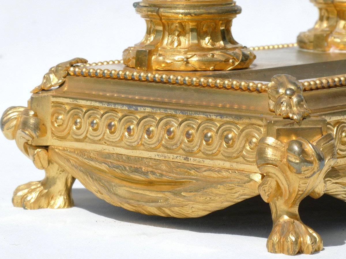 Gilt Bronze Desk Inkwell, Late 19th Century, Alfred-emmanuel-louis Beurdeley -photo-6