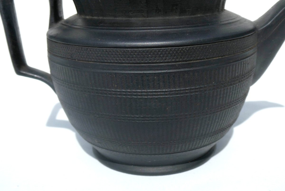 Black Basalt Teapot, Wedgwood 19th Century Directoire Style Circa 1790, Turner Pottery, Jug-photo-3