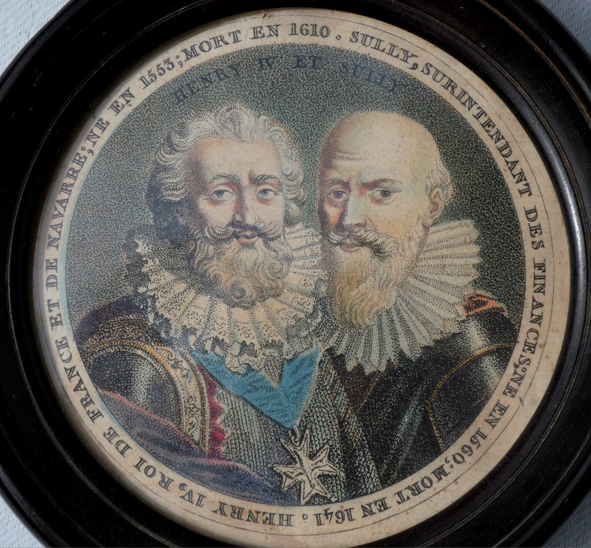 Royalist Engraving From The 1820s, King Of France Henri IV & Sully, 19th Century Medallion, Portrait-photo-2