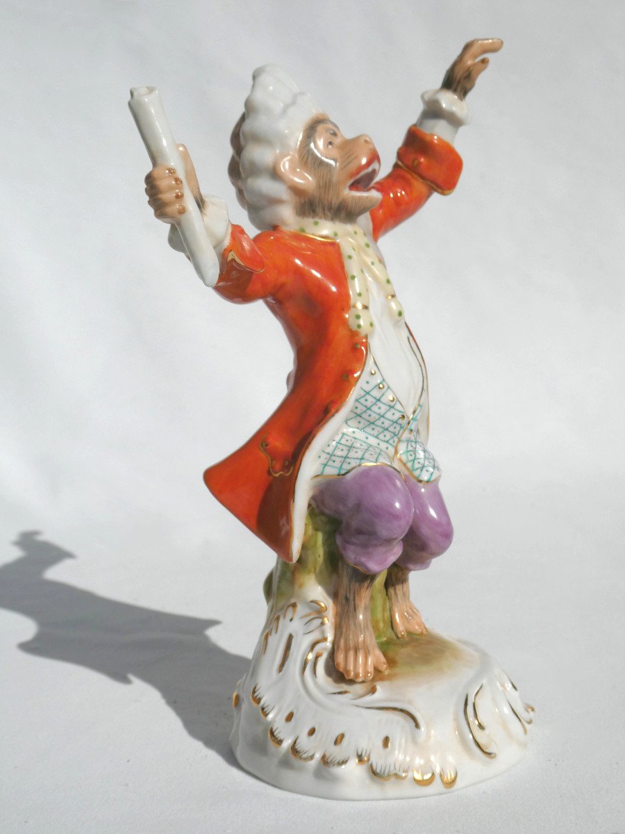 Sujet En Porcelaine De Saxe / Meissen Le Singe Musicien Style XVIIIe Siecle , Chef d'Orchestre-photo-2