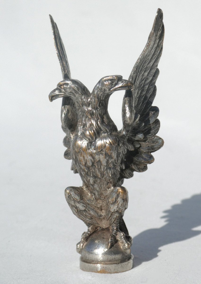 Sealing Wax Stamp In Silvered Bronze, Double-headed Eagle, Russia / Austria, 19th Century-photo-4