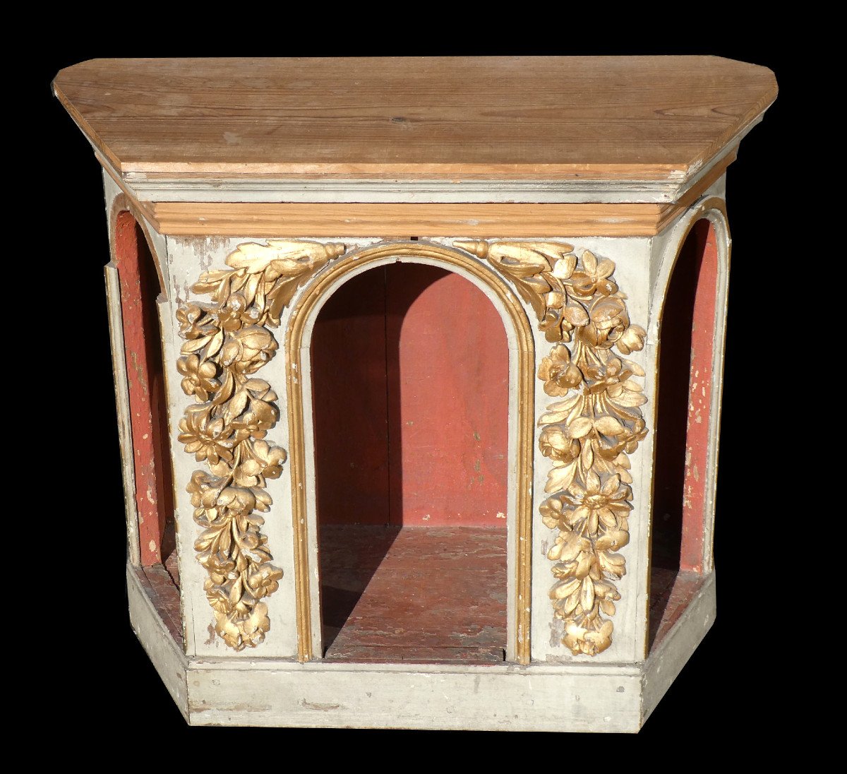 Niche d'Autel , Tabernacle XVIIIe , Bois Doré , Epoque Louis XVI , Chien / Chat-photo-4