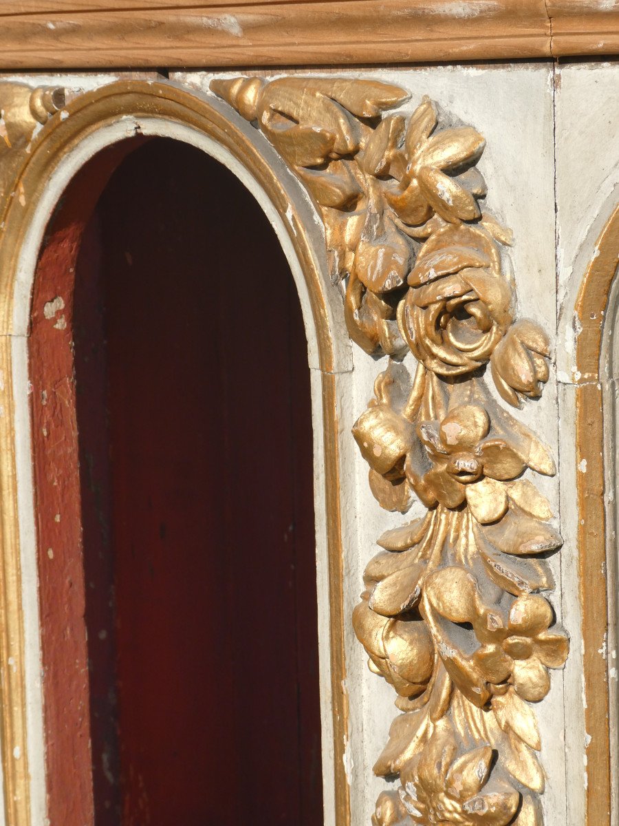 Niche d'Autel , Tabernacle XVIIIe , Bois Doré , Epoque Louis XVI , Chien / Chat-photo-2