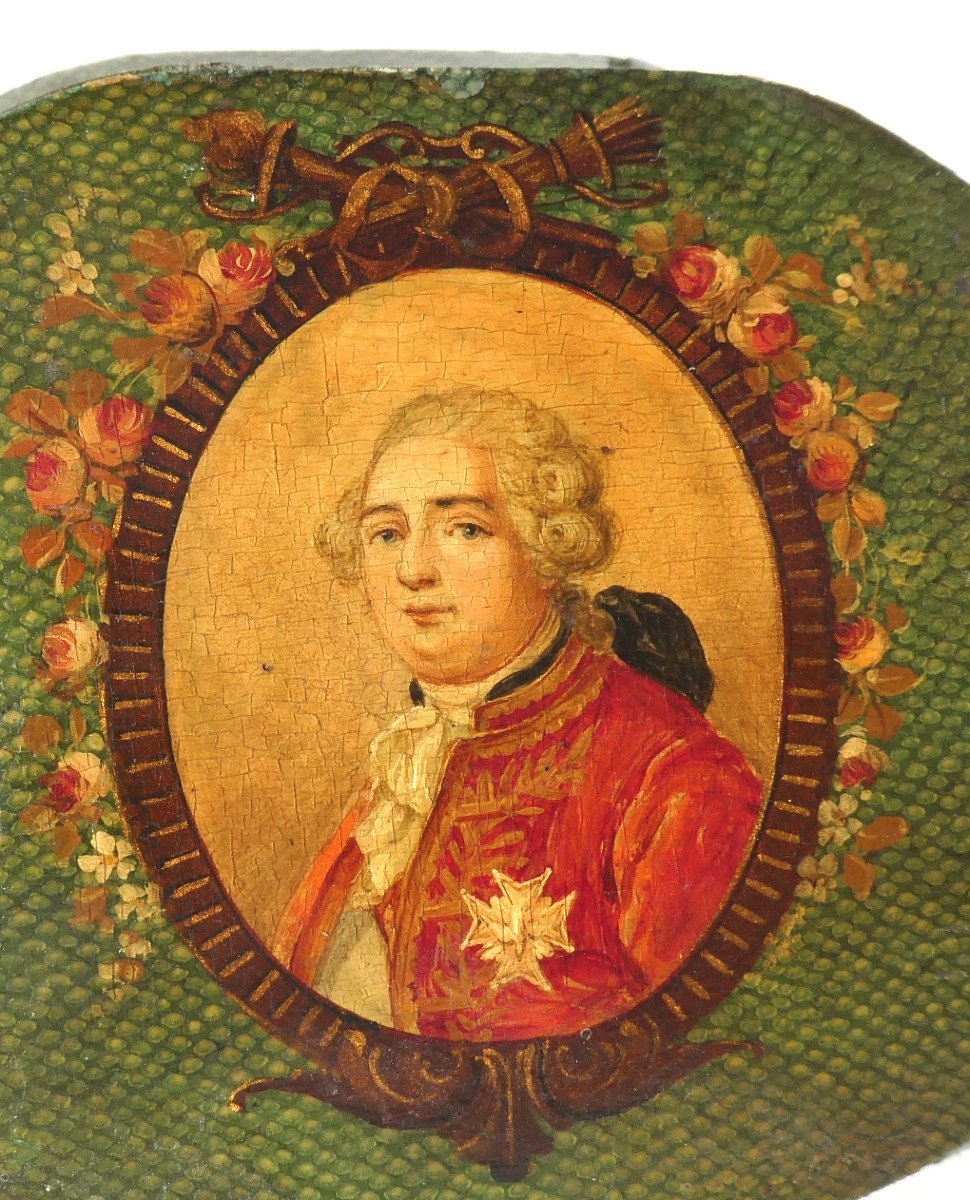 Ecrin En Galuchat époque XVIIIe Siecle , Portrait Du Roi Louis XVI , Vernis Martin , Boite -photo-1