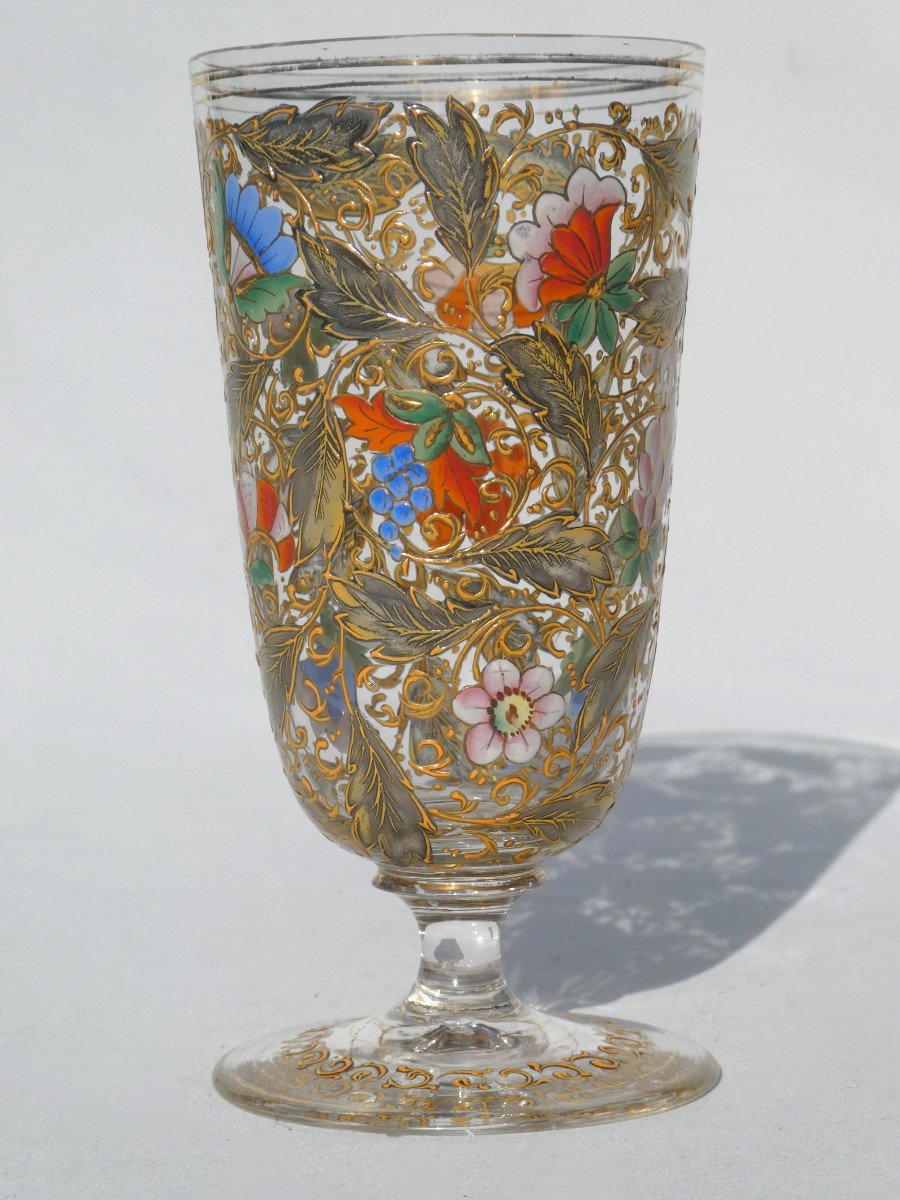 Crystal Enamel Night Service, Crystal Staircase, Napoleon III, 19th Century Baccarat / Gallé-photo-3