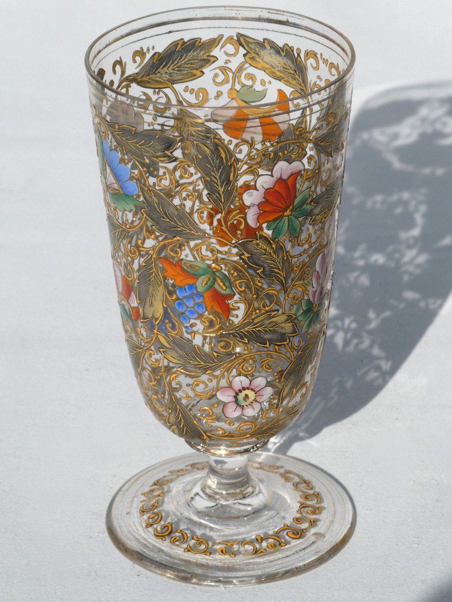 Crystal Enamel Night Service, Crystal Staircase, Napoleon III, 19th Century Baccarat / Gallé-photo-3