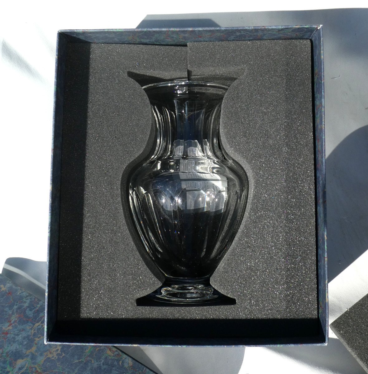 Saint Louis Crystal Vase In Box, Baluster / Medicis, Flat Sides -photo-2