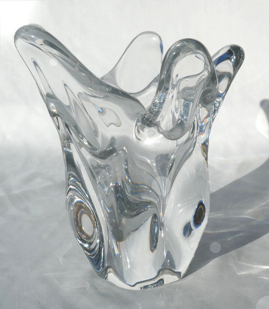 Baccarat Cast Crystal Vase, Daum Style, 1960 -photo-3