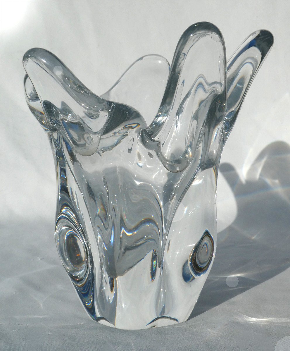 Baccarat Cast Crystal Vase, Daum Style, 1960 