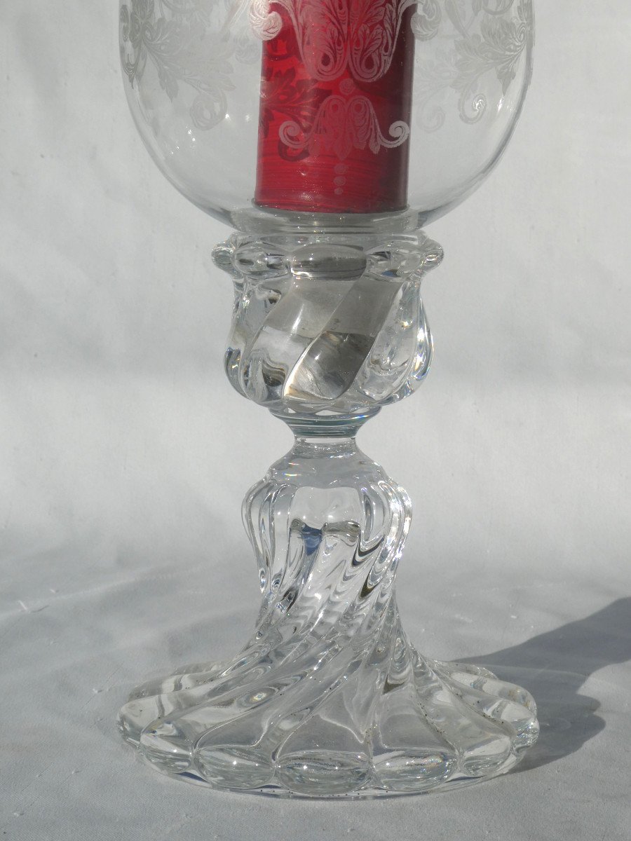 Bougeoir / Photophore En Cristal De Baccarat , Bambous Tors 1900 , Chemin De Table , Flambeau-photo-2