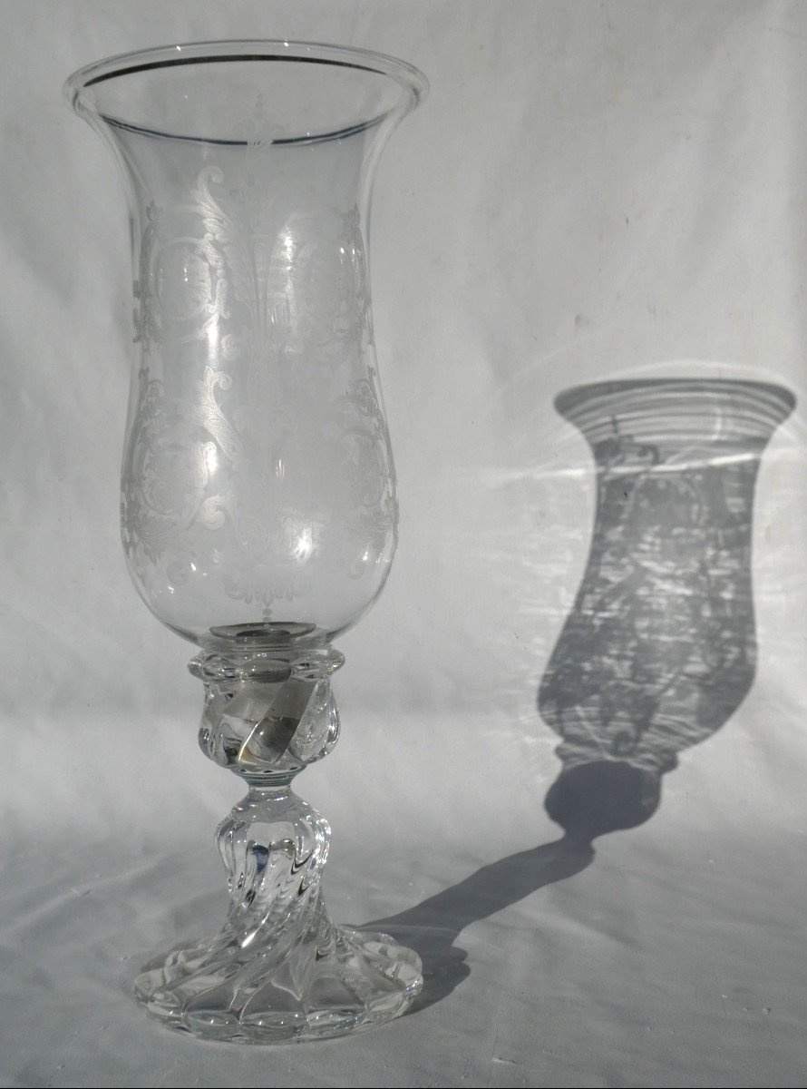 Bougeoir / Photophore En Cristal De Baccarat , Bambous Tors 1900 , Chemin De Table , Flambeau-photo-1