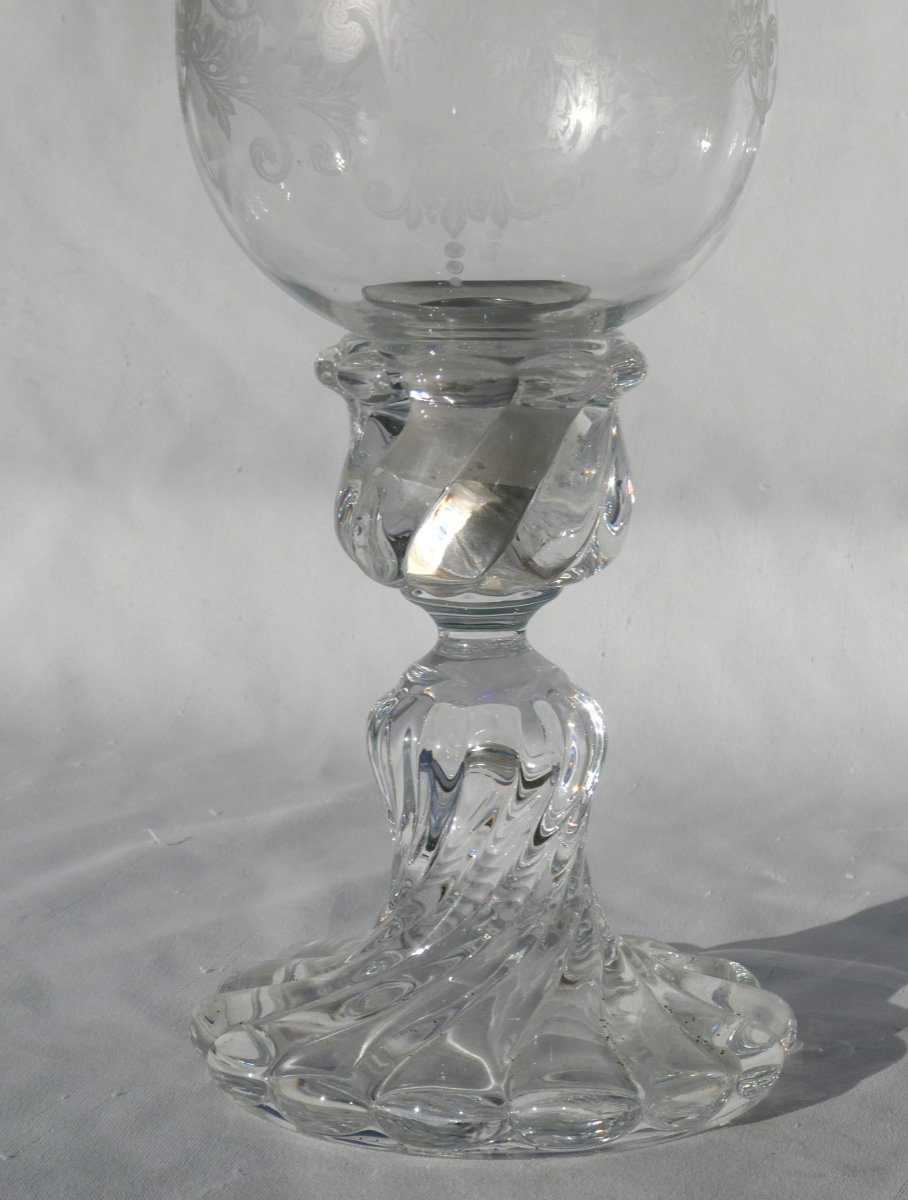 Baccarat Crystal Candle Holder / Tealight Holder, Twisted Bamboos 1900, Table Runner, Torch-photo-2