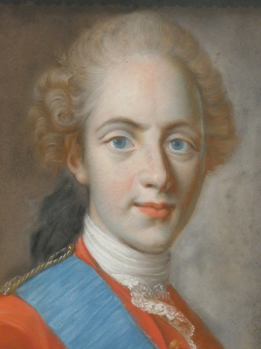 Portrait Au Pastel Du Roi De France Louis XVI , Duc De Berry , époque XVIIIe , Cadre Bois Doré-photo-2