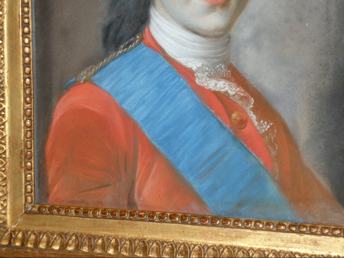 Portrait Au Pastel Du Roi De France Louis XVI , Duc De Berry , époque XVIIIe , Cadre Bois Doré-photo-4