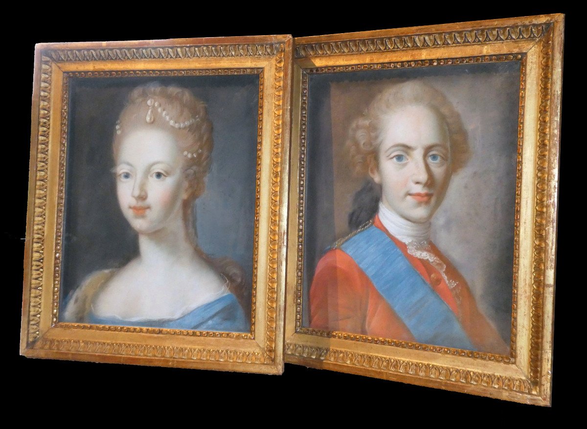 Portrait Au Pastel Du Roi De France Louis XVI , Duc De Berry , époque XVIIIe , Cadre Bois Doré-photo-1