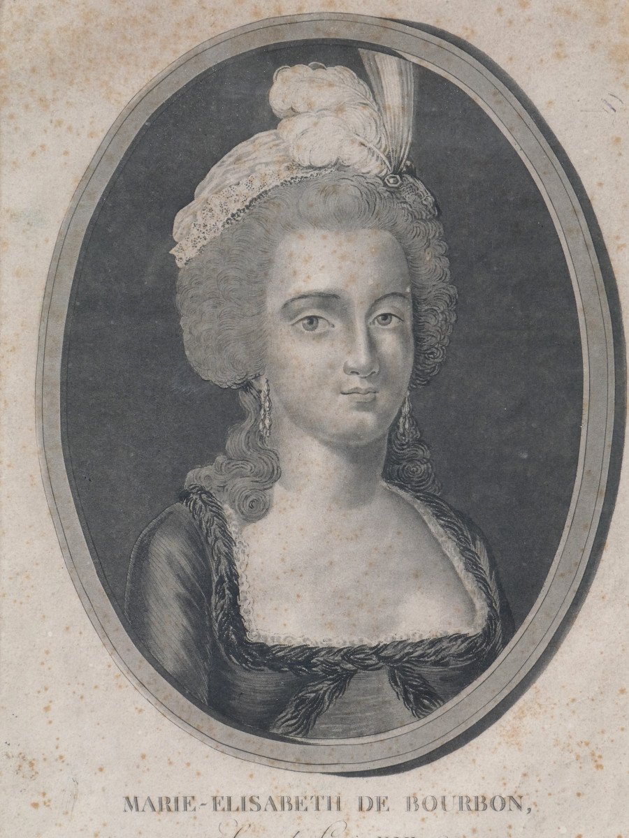 Portrait Of Madame Elisabeth, Sister Of King Louis XVI, 18th Century Engraving, Royalist Souvenir