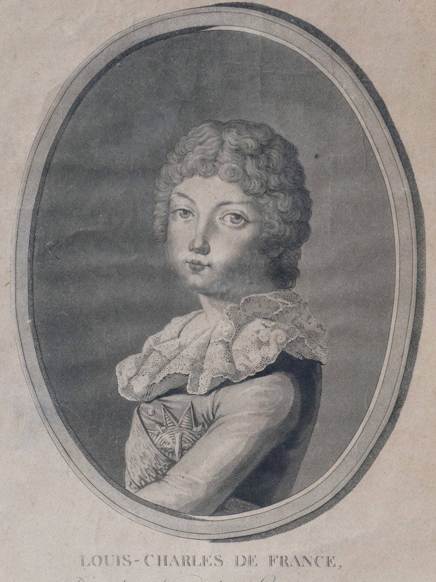 Portrait Of The Dauphin Louis XVII, Son Of Marie Antoinette, 18th Century Engraving, Royalist Souvenir