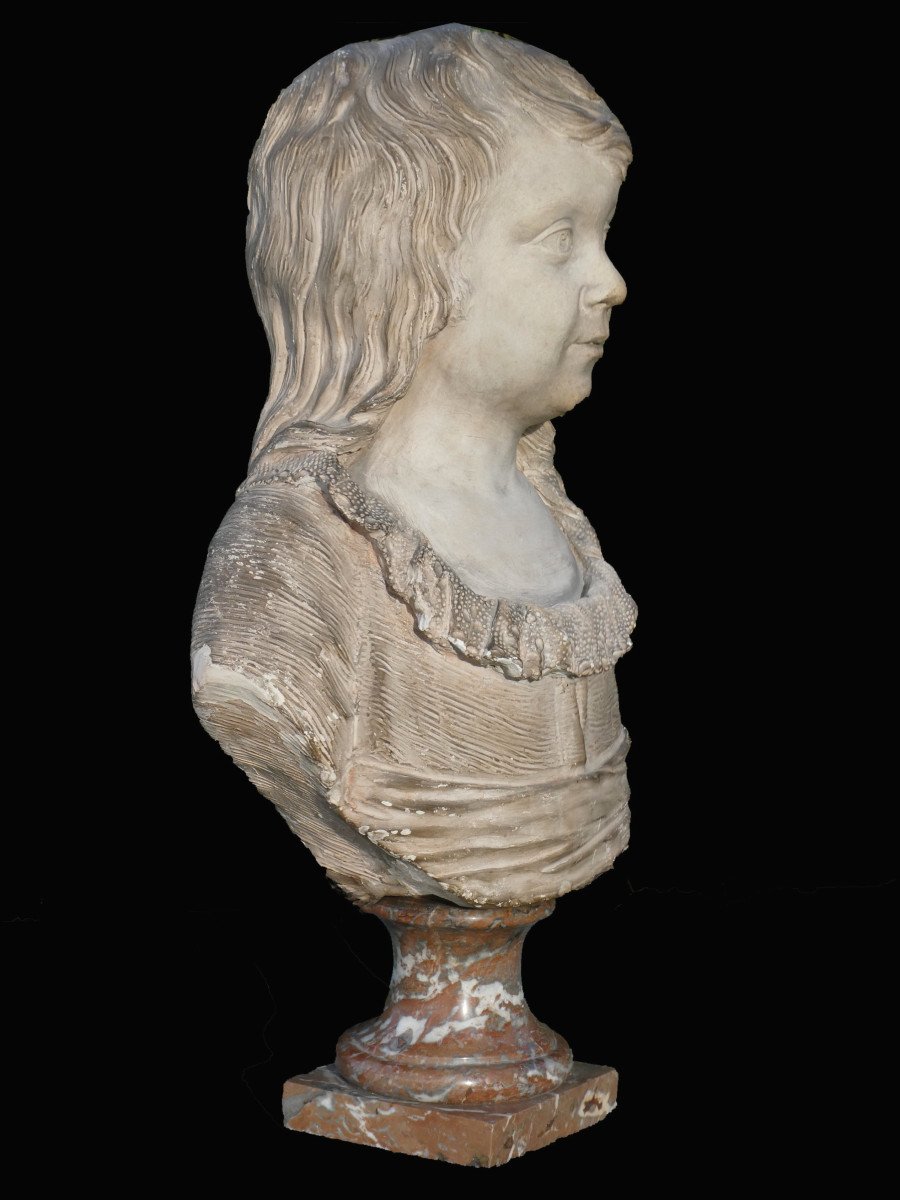 Buste En Terre Cuite XVIIIe Portrait De Louis Charles De France XVII , Fils De Marie Antoinette