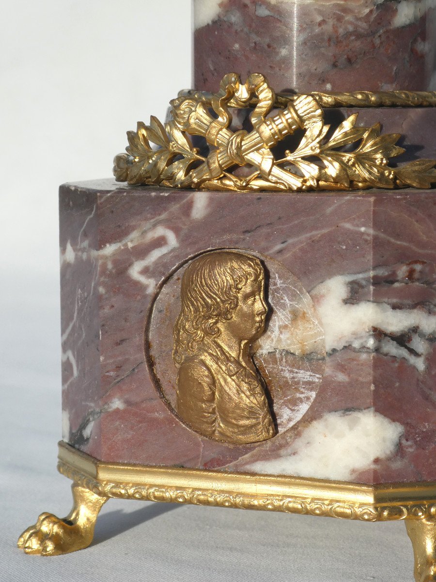 Bust Of Marie Antoinette & Louis XVII, Cenotaph Monument In Marble And Biscuit 1820, Dauphin-photo-2