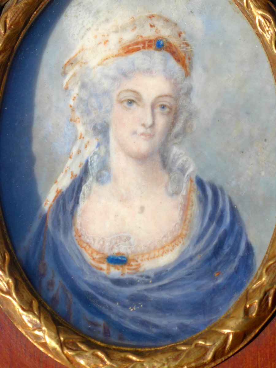 Portrait De Marie Antoinette , Reine De Frace Miniature , Epoque XIXe Siècle , Aquarelle-photo-2