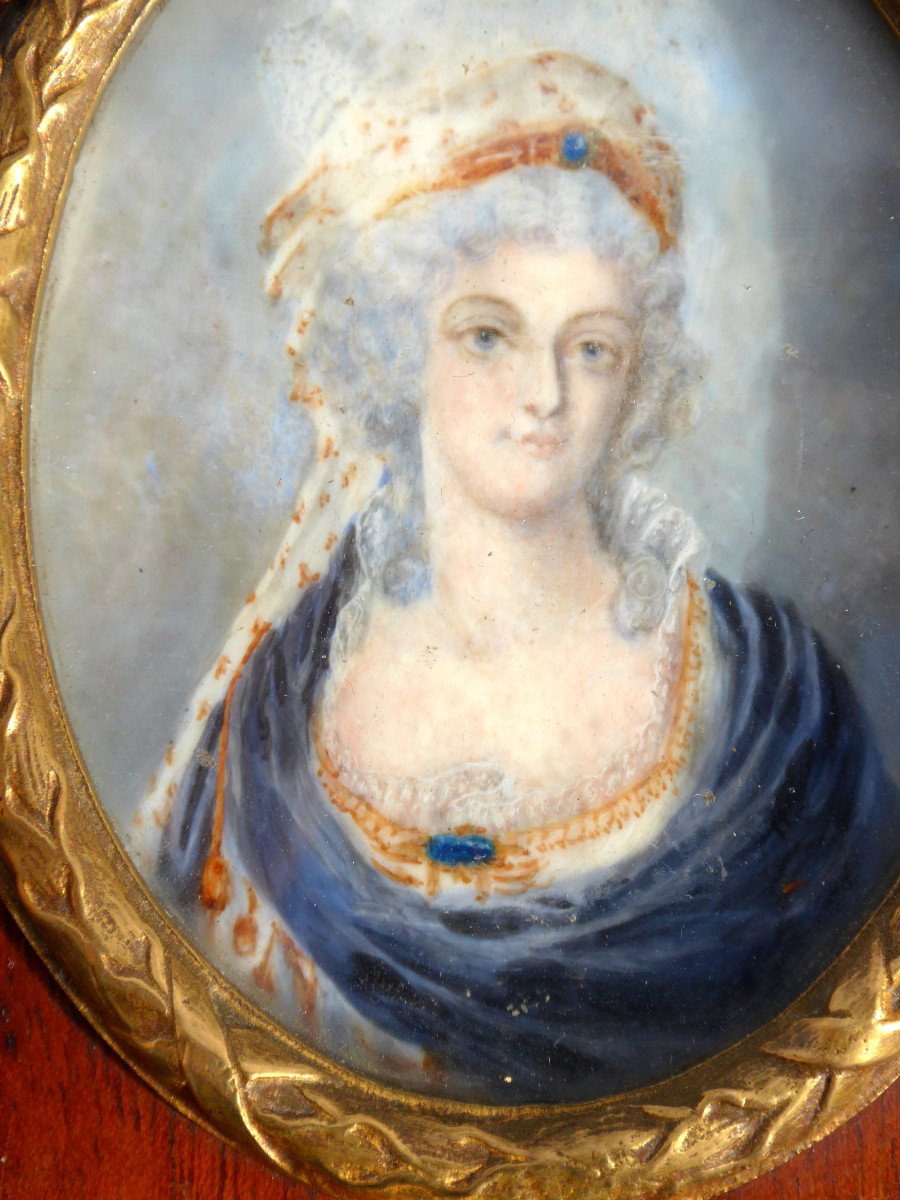 Portrait De Marie Antoinette , Reine De Frace Miniature , Epoque XIXe Siècle , Aquarelle-photo-4