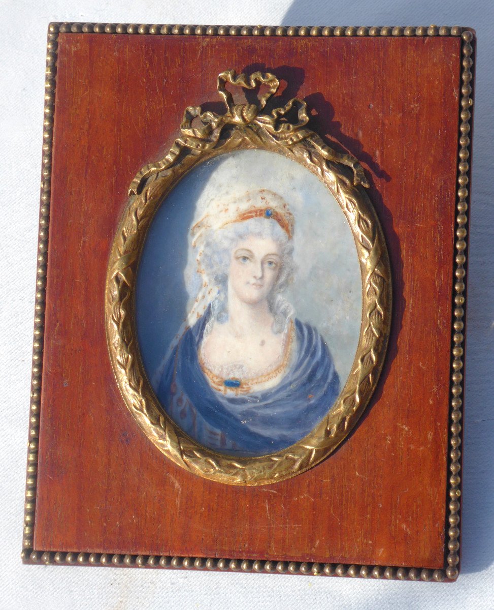 Portrait De Marie Antoinette , Reine De Frace Miniature , Epoque XIXe Siècle , Aquarelle