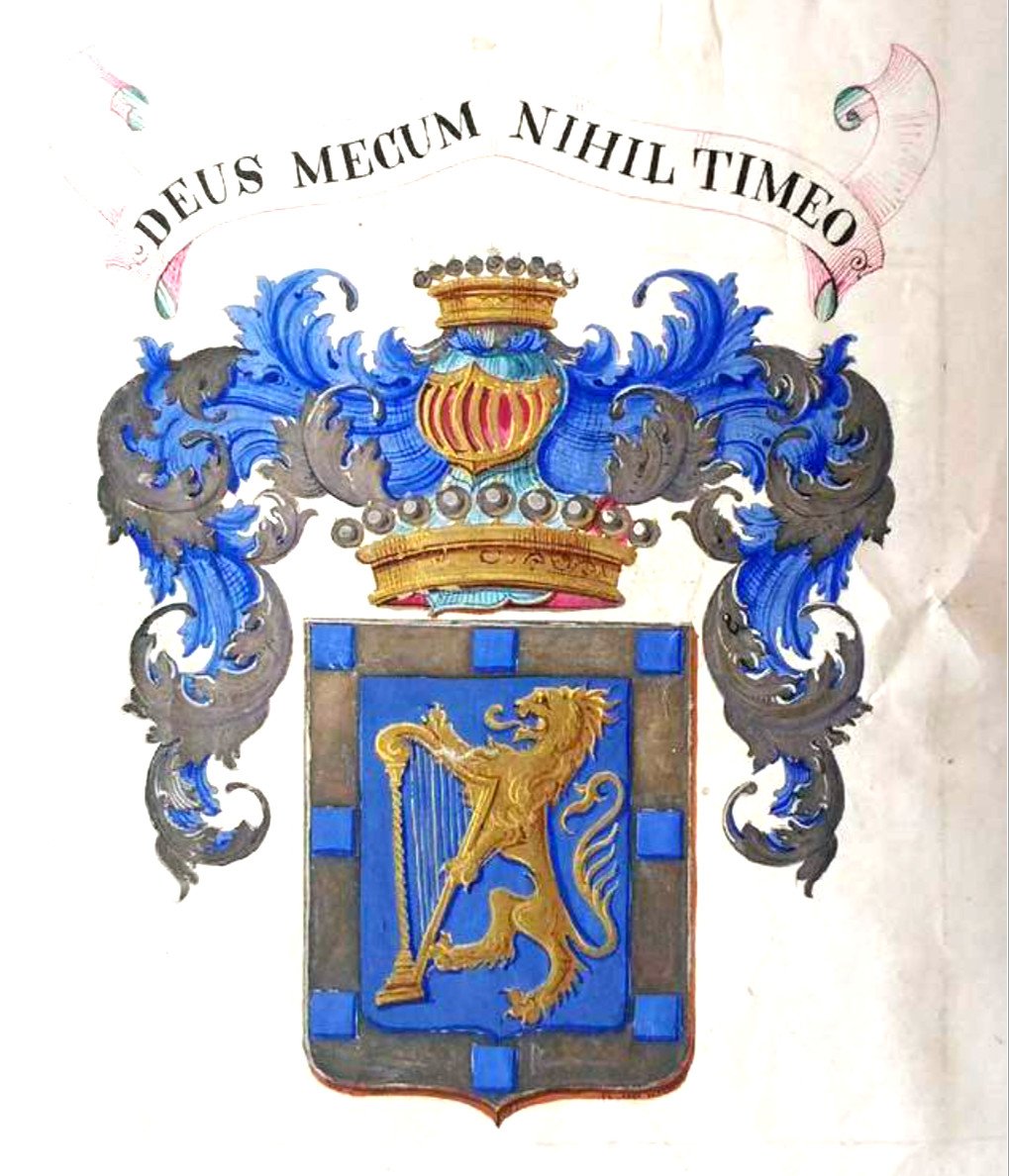 Grande Miniature Royaliste Famille Cahen d'Anvers , Enfant Au Blason , Comte , Cadre Doré XIXe-photo-2