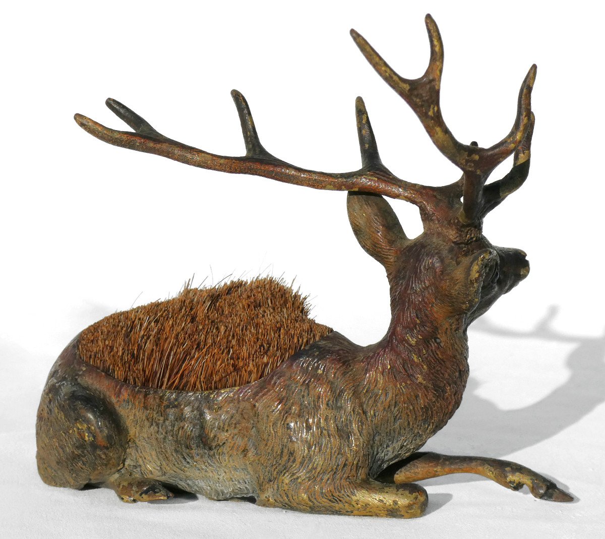 Vienna Bronze Pen Wiper, Lying Deer, 19th Century Writing Object, Napoleon III, Hunting-photo-4