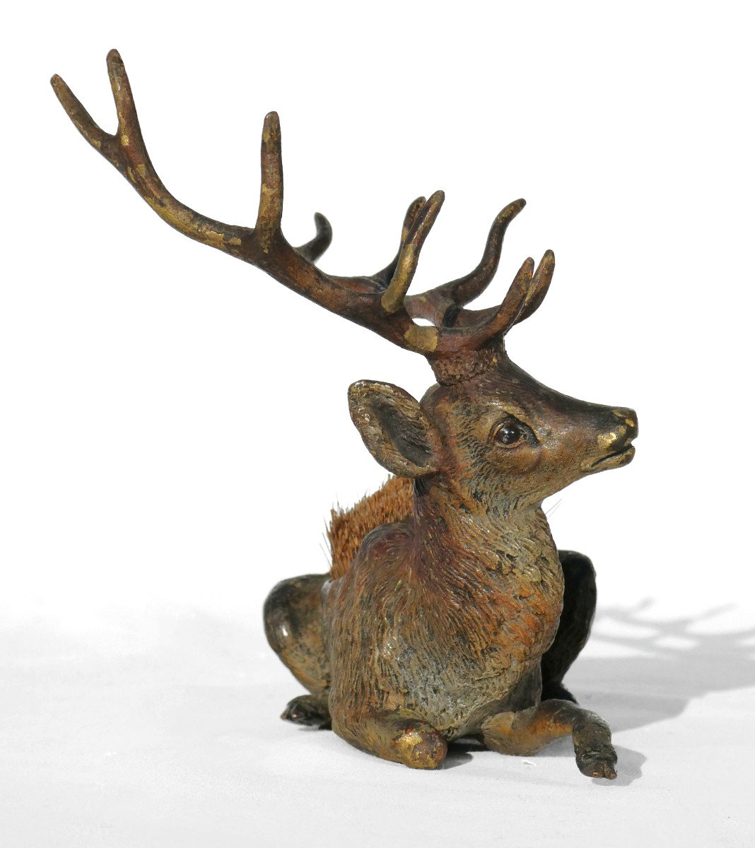 Vienna Bronze Pen Wiper, Lying Deer, 19th Century Writing Object, Napoleon III, Hunting-photo-4