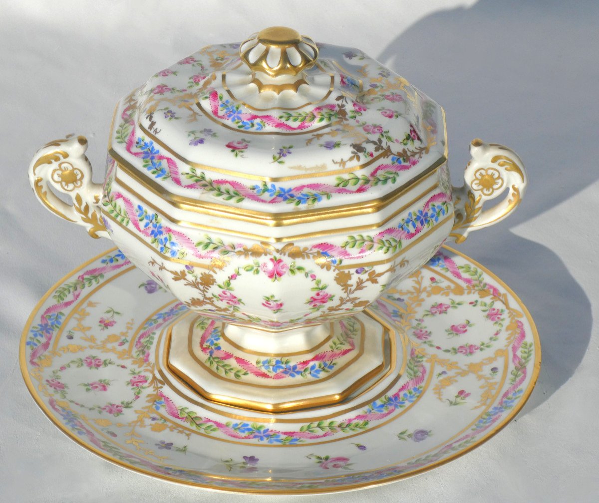 Paris Porcelain Candy Dish On Its Frame, Marie Antoinette Style, Le Tallec, 18th Century-photo-3