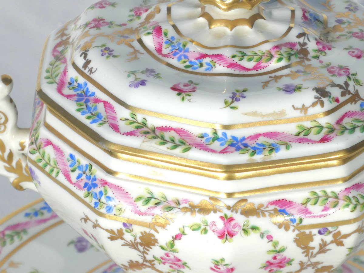 Paris Porcelain Candy Dish On Its Frame, Marie Antoinette Style, Le Tallec, 18th Century-photo-4