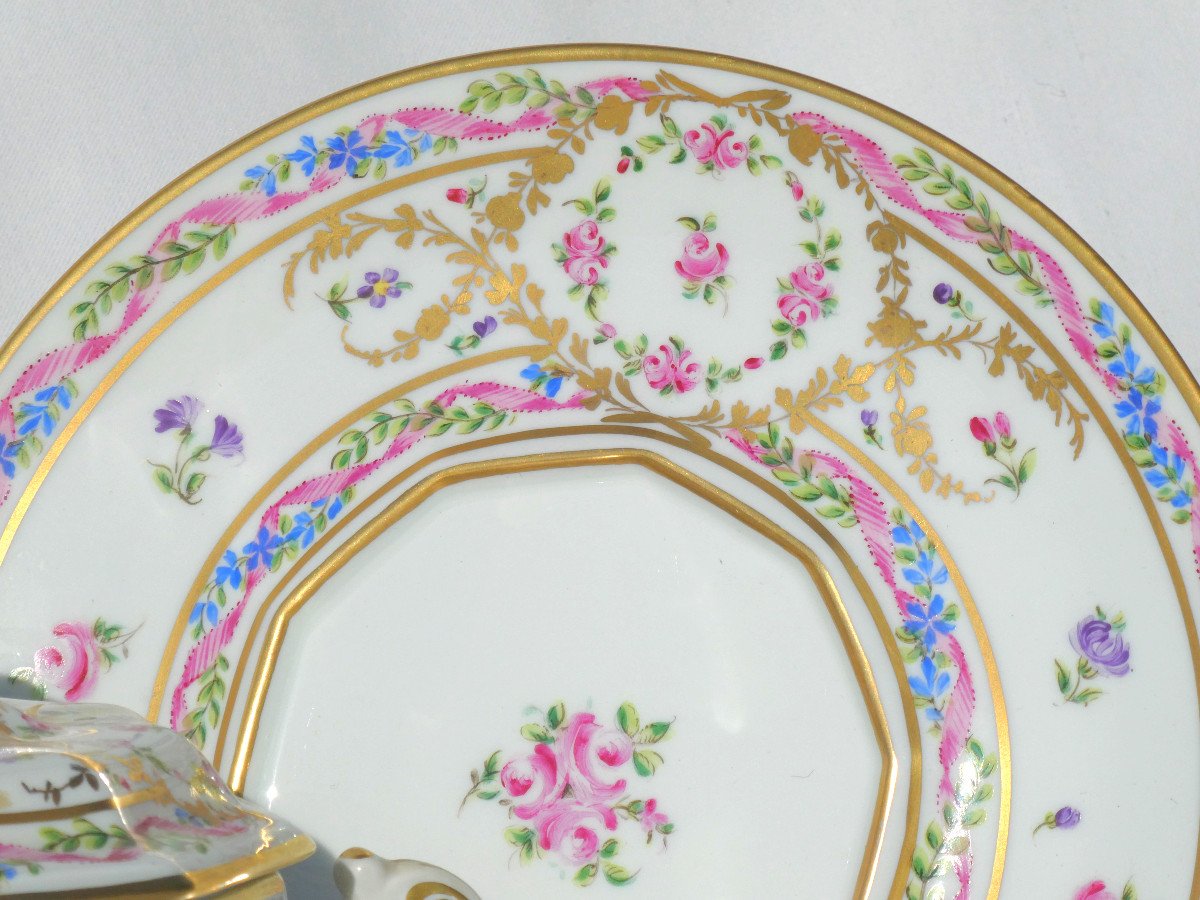 Paris Porcelain Candy Dish On Its Frame, Marie Antoinette Style, Le Tallec, 18th Century-photo-1