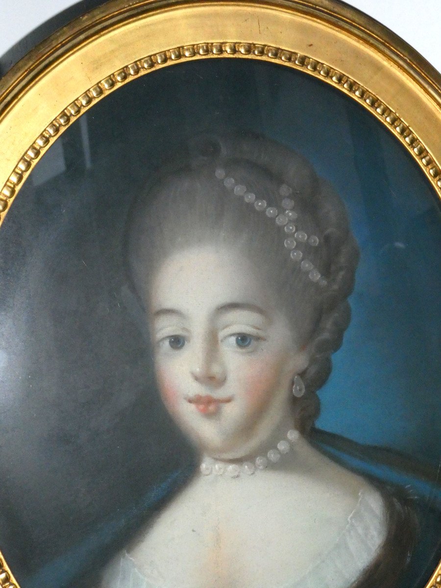 Portrait Au Pastel , Marie Antoinette dauphine de France , Princesse / Reine Jeune Femme XVIIIe-photo-2