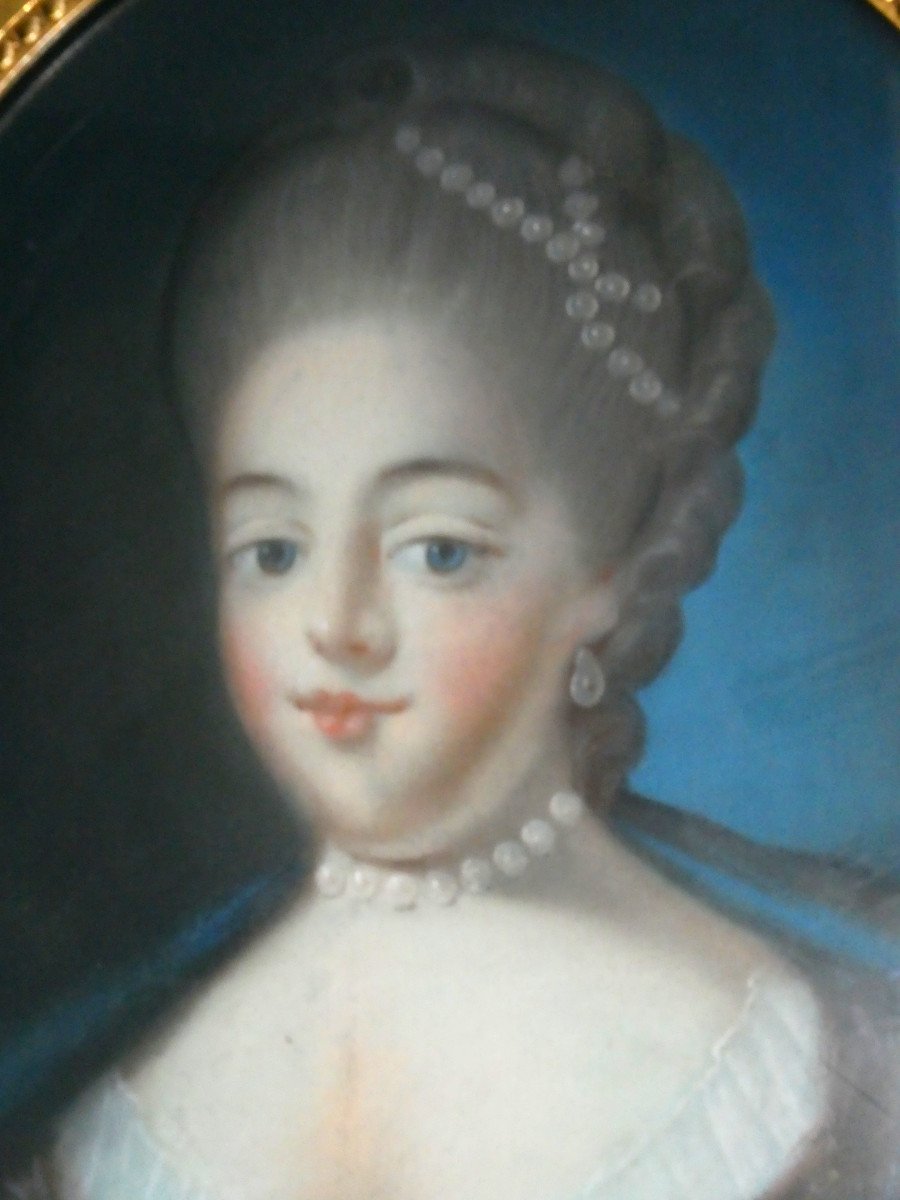 Portrait Au Pastel , Marie Antoinette dauphine de France , Princesse / Reine Jeune Femme XVIIIe-photo-4