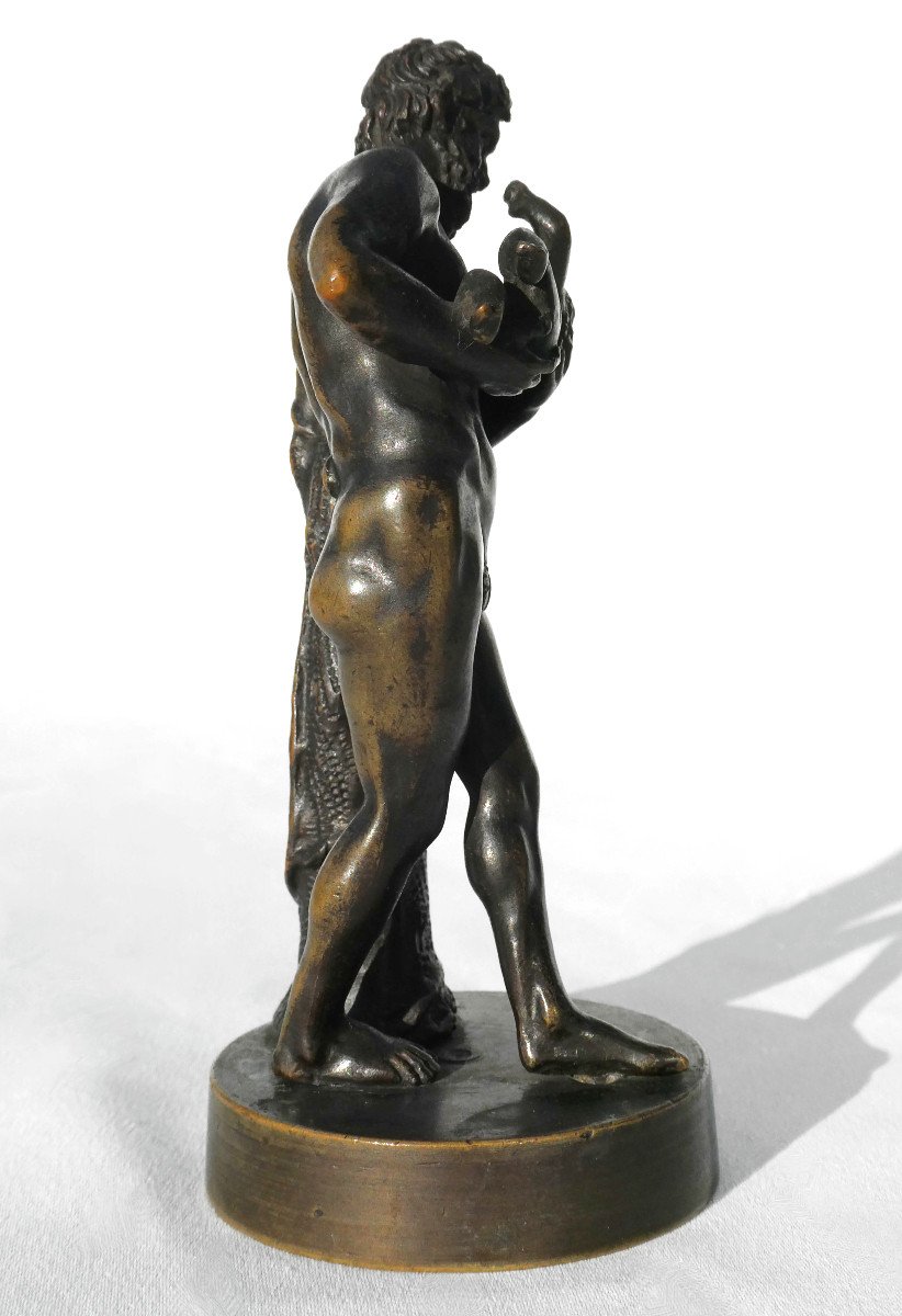 Bronze à l'Antique , Souvenir Du Grand Tour , XIXe , Silene Portant Bacchus , Homme Nu-photo-1