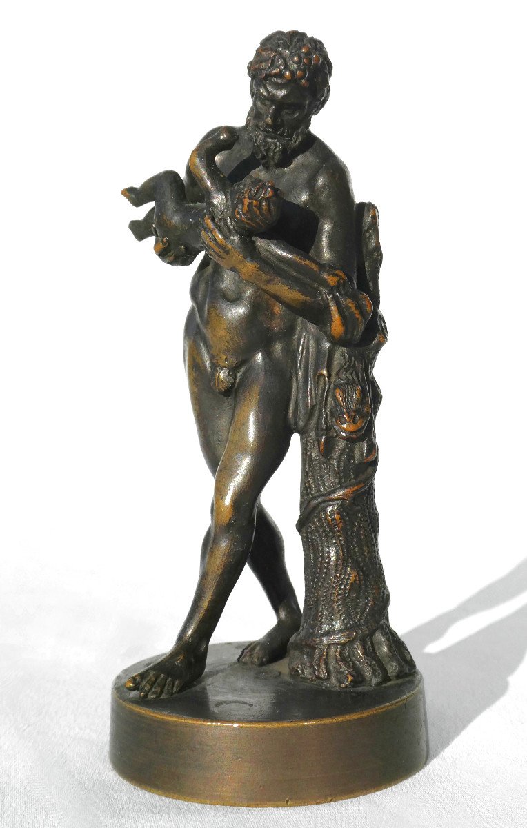 Bronze à l'Antique , Souvenir Du Grand Tour , XIXe , Silene Portant Bacchus , Homme Nu