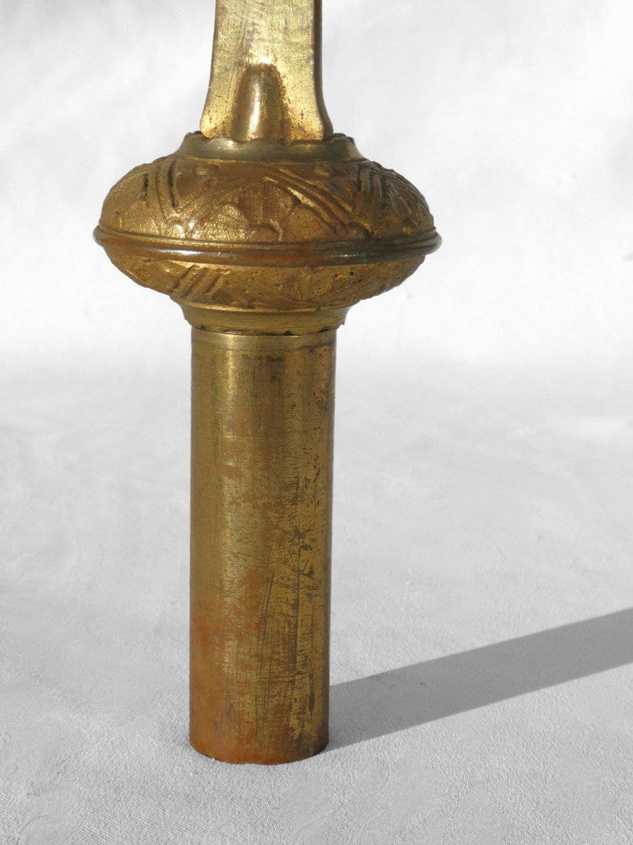 Croix De Procession En Bronze Dore , Epoque XIXe , Objet Lithurgique Neo Byzantin-photo-2