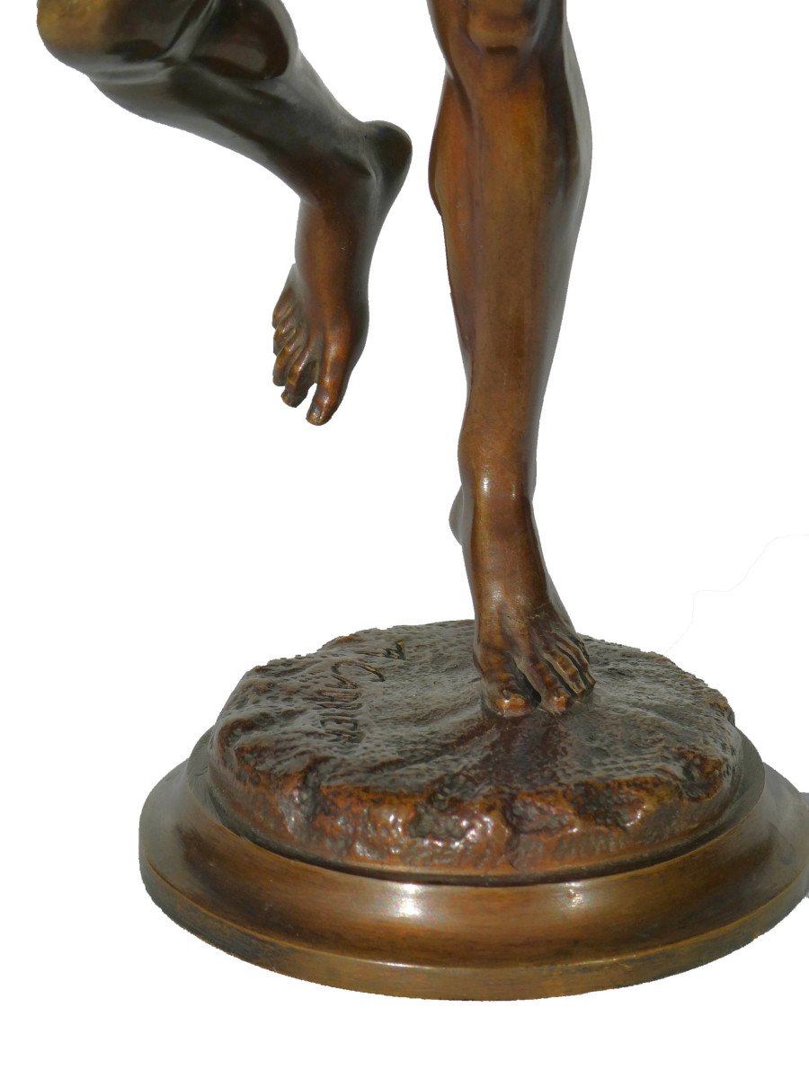 Albert-ernest Carrier-belleuse , Le Danseur Napolitain XIXe , Sculpture En Bronze , Mandoline-photo-4