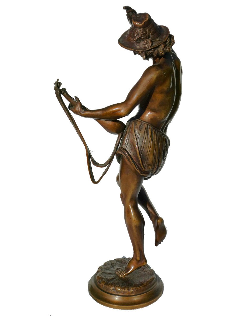 Albert-ernest Carrier-belleuse , Le Danseur Napolitain XIXe , Sculpture En Bronze , Mandoline-photo-6