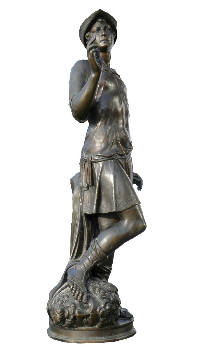 Large Bronze Sculpture 19th Century Mercury After Jacopo Sansovino Souvenir From The Grand Tour Venice-photo-3