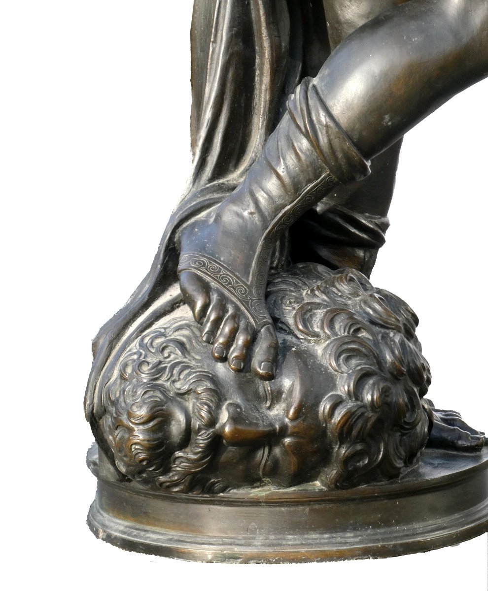 Large Bronze Sculpture 19th Century Mercury After Jacopo Sansovino Souvenir From The Grand Tour Venice-photo-4