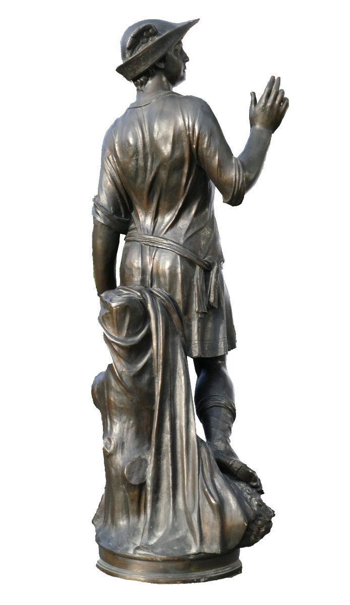 Large Bronze Sculpture 19th Century Mercury After Jacopo Sansovino Souvenir From The Grand Tour Venice-photo-2