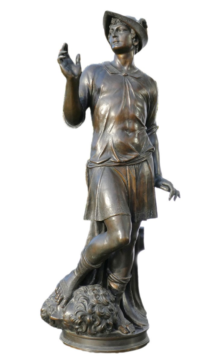 Large Bronze Sculpture 19th Century Mercury After Jacopo Sansovino Souvenir From The Grand Tour Venice