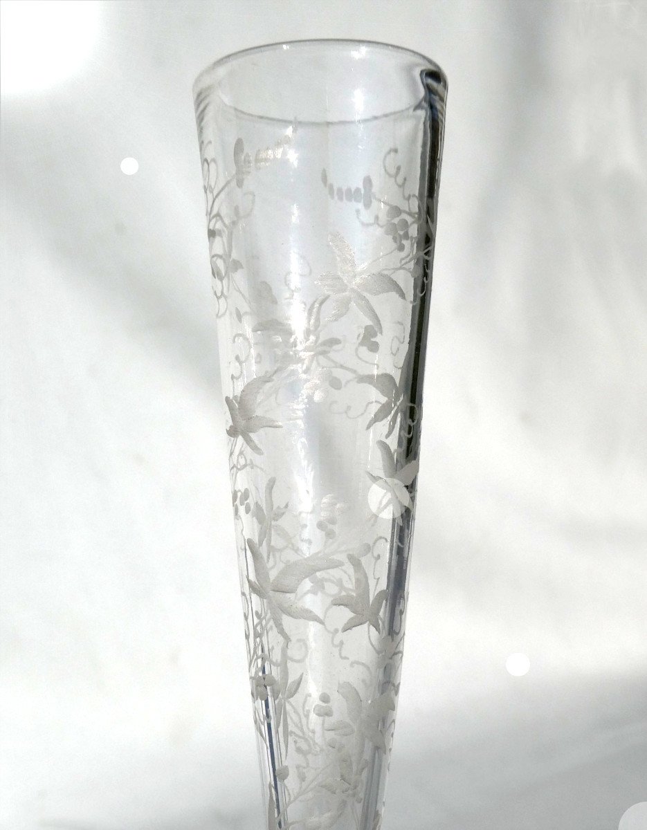 Serie De 6 Flutes En Cristal Gravé De Clichy , époque XIXe Siecle , Vodka , Liqueur , Verres-photo-2