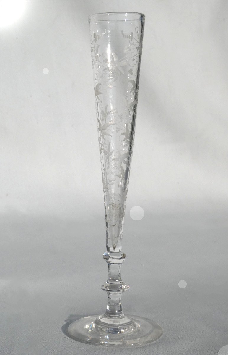 Serie De 6 Flutes En Cristal Gravé De Clichy , époque XIXe Siecle , Vodka , Liqueur , Verres-photo-3