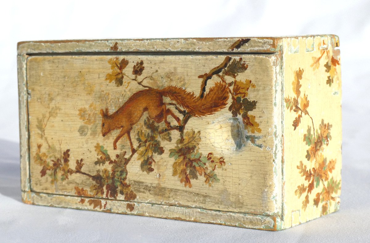 18th Century Box, Martin Varnish Lacquer, Squirrel Decoration, Louis XVI Cosmetics/perfume-photo-3